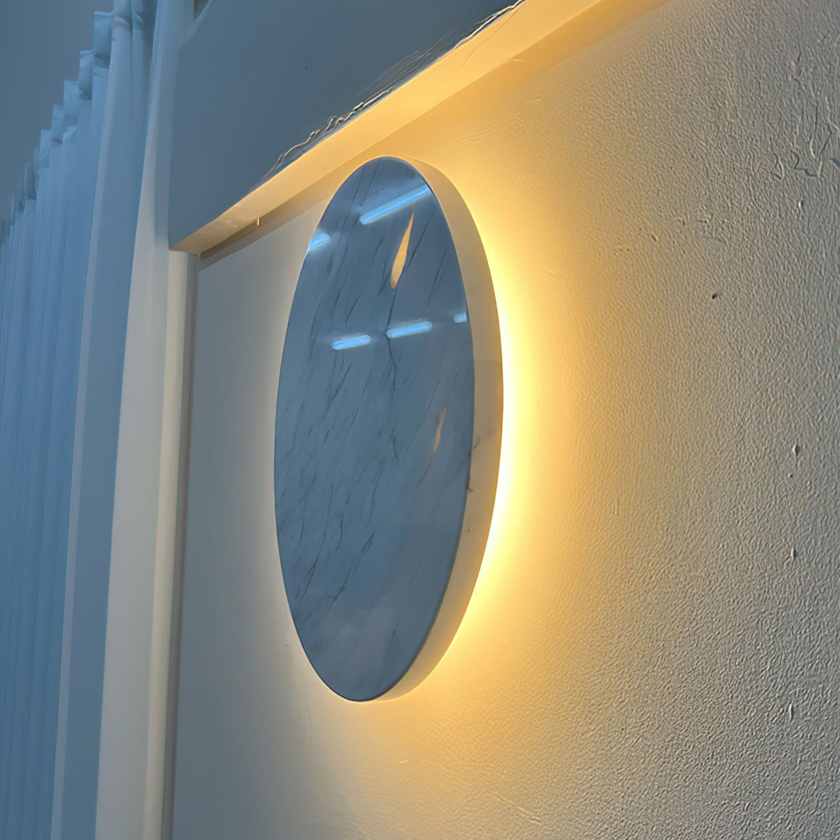 Vasilora Modern Minimalist Round White Marble Sconce Wall Lamp - Lamp Copper