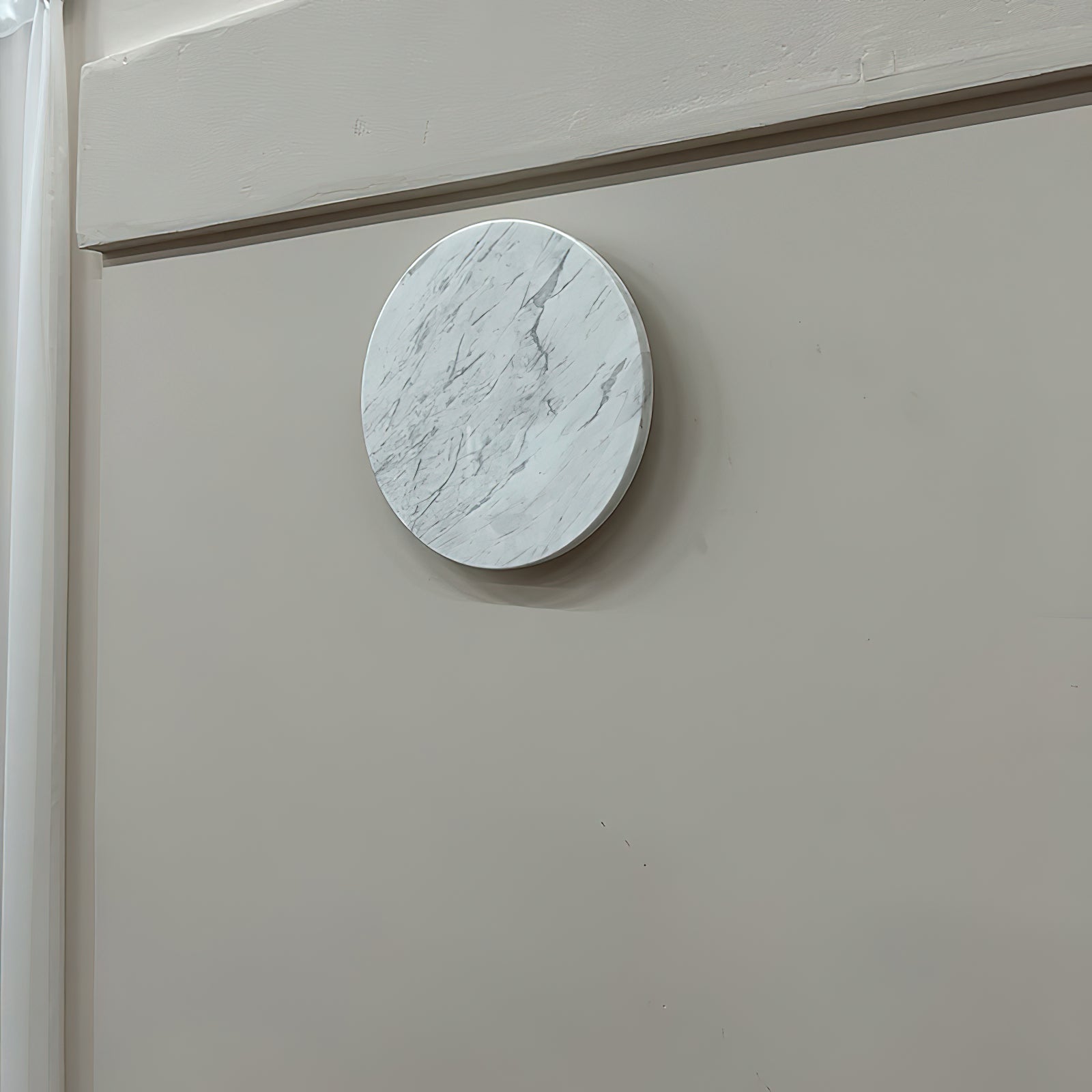 Vasilora Modern Minimalist Round White Marble Sconce Wall Lamp - Lamp Copper