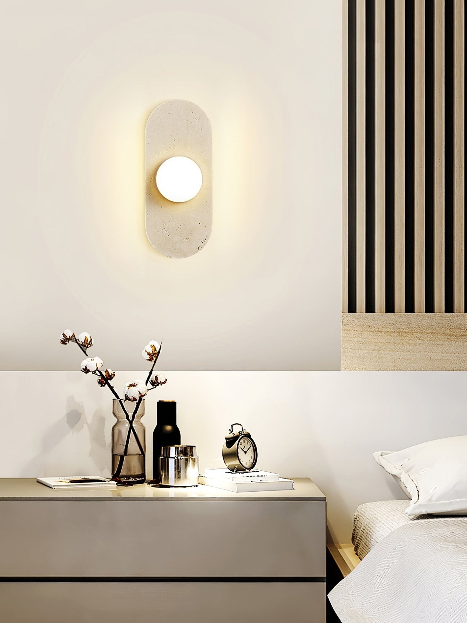 Zasoliel Applique Murale Minimaliste en Travertin - Neutralighting