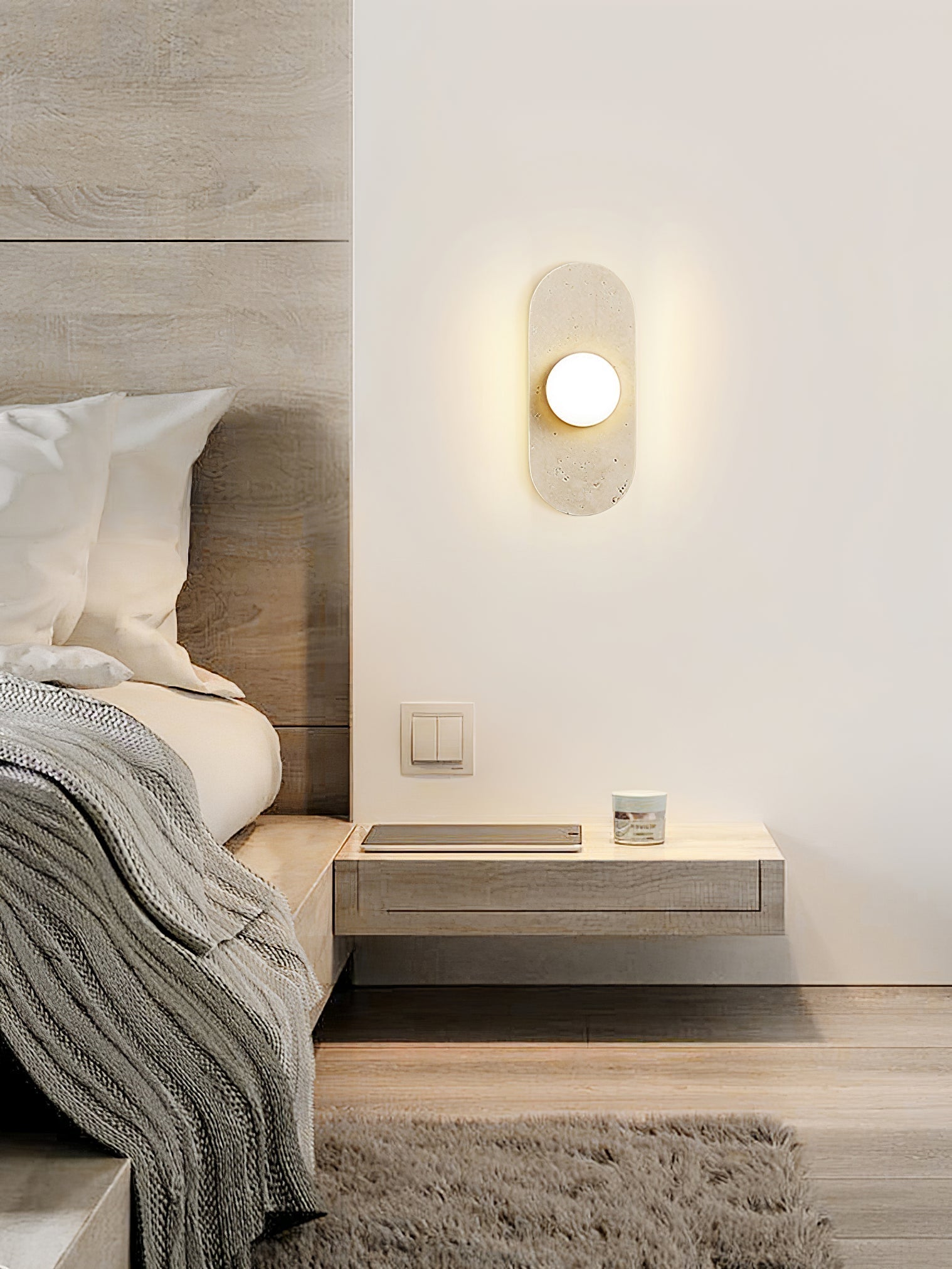 Zasoliel Applique Murale Minimaliste en Travertin - Neutralighting