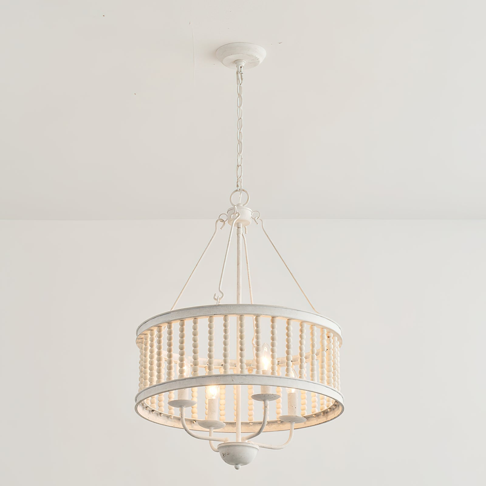 Ivsileth Premium Beaded Wooden Metal Chandelier - Lamp Copper