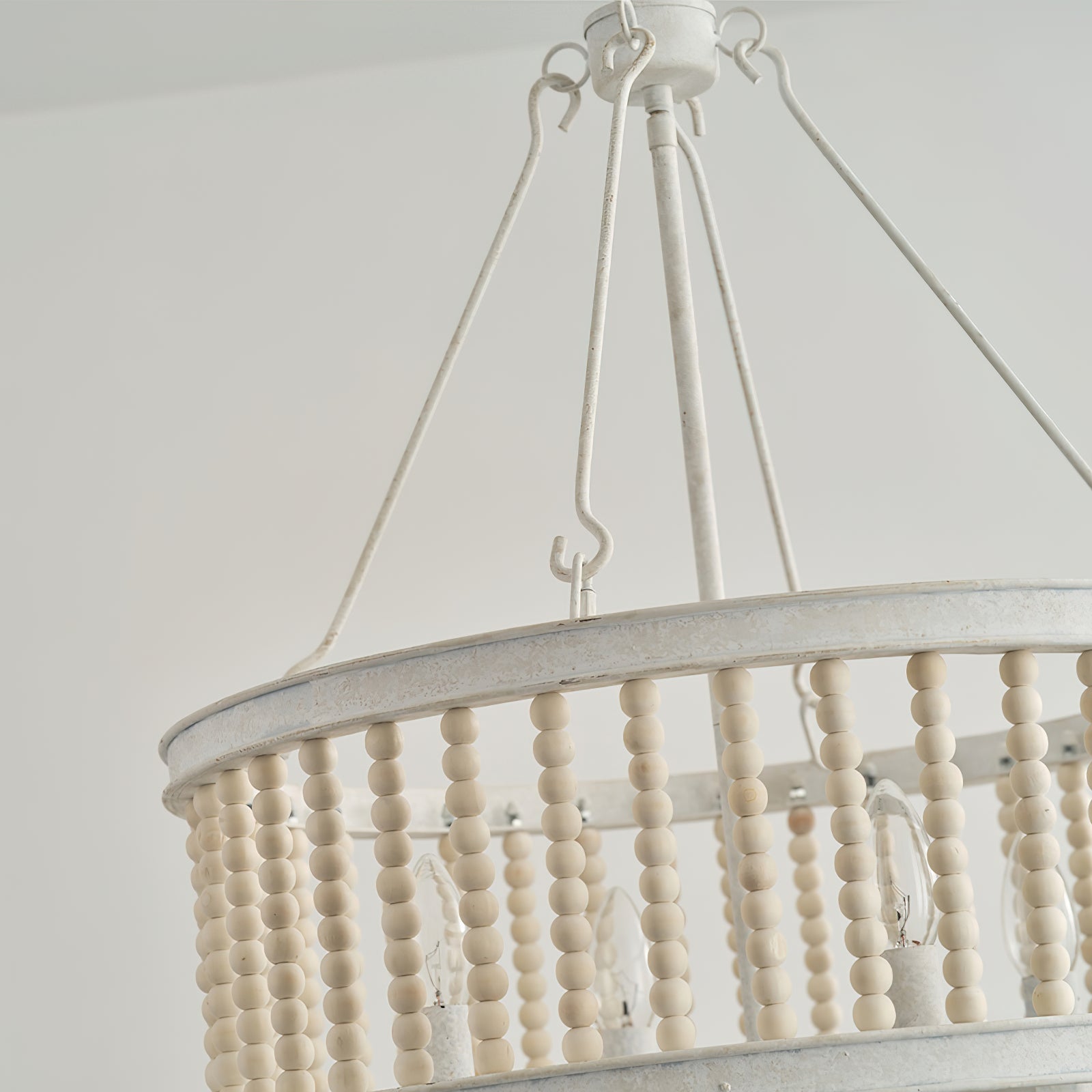 Ivsileth Premium Beaded Wooden Metal Chandelier - Lamp Copper
