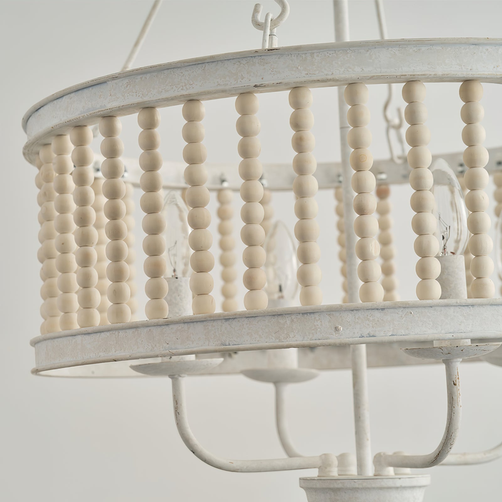 Ivsileth Premium Beaded Wooden Metal Chandelier - Lamp Copper