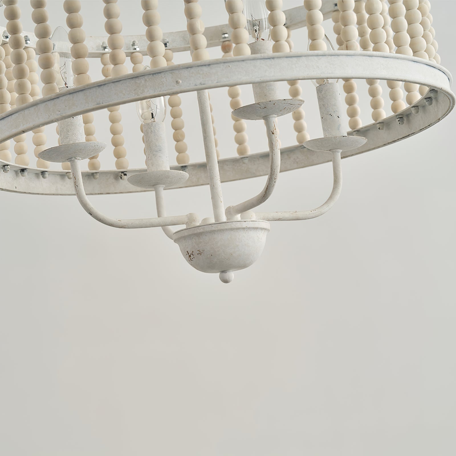 Ivsileth Premium Beaded Wooden Metal Chandelier - Lamp Copper