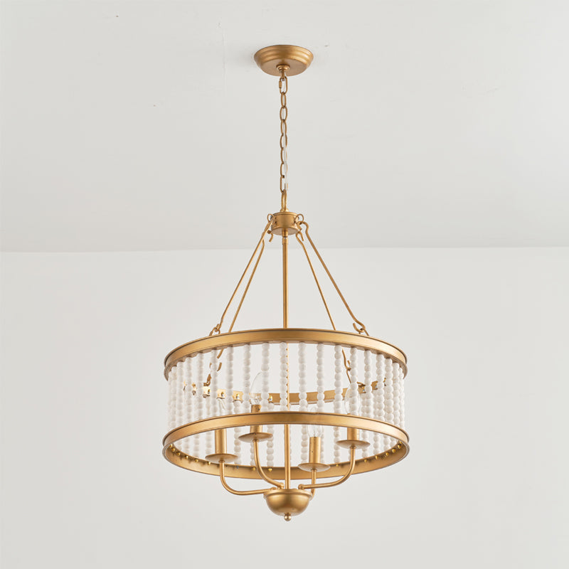 Ivsileth Premium Beaded Wooden Metal Chandelier - Lamp Copper