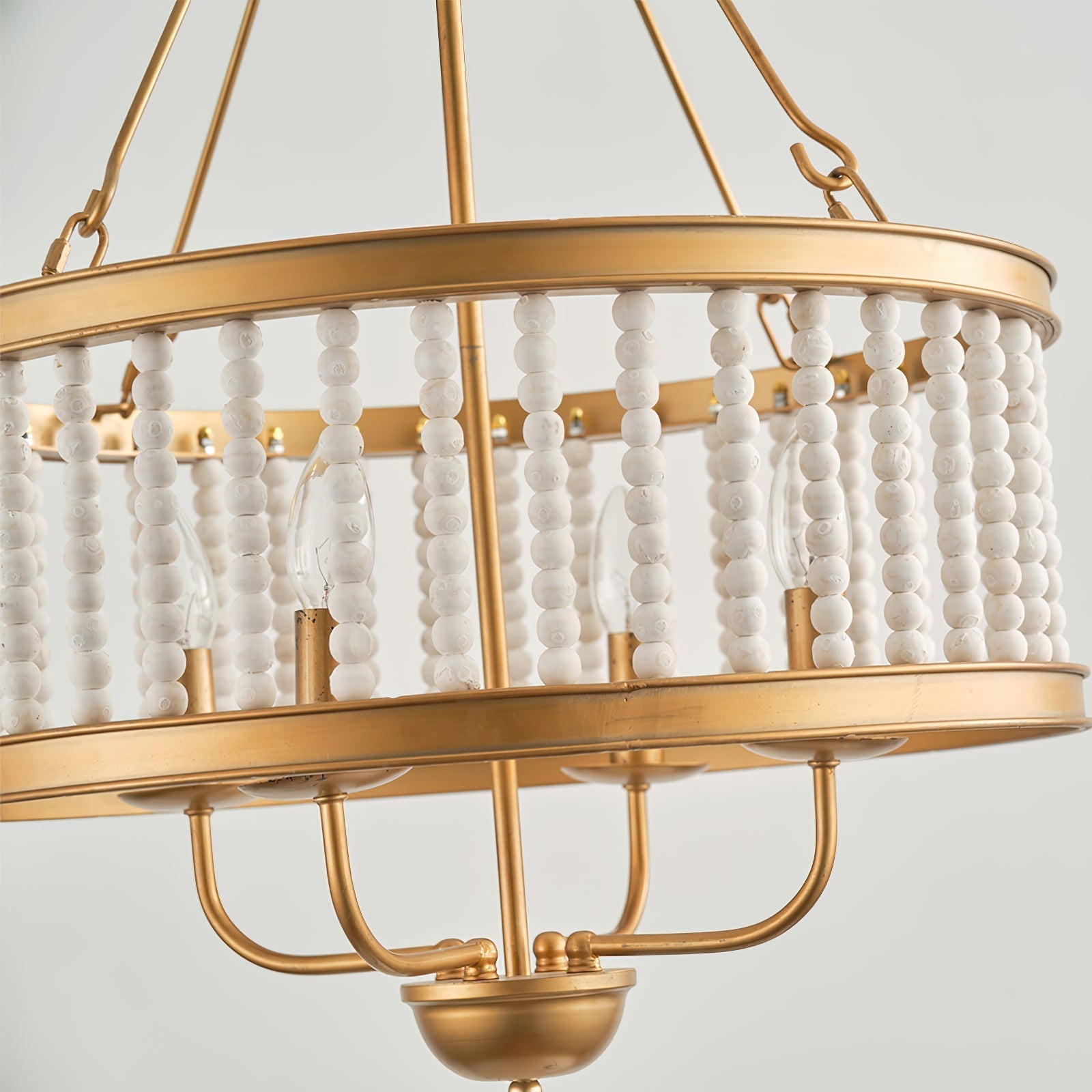 Ivsileth Premium Beaded Wooden Metal Chandelier - Lamp Copper