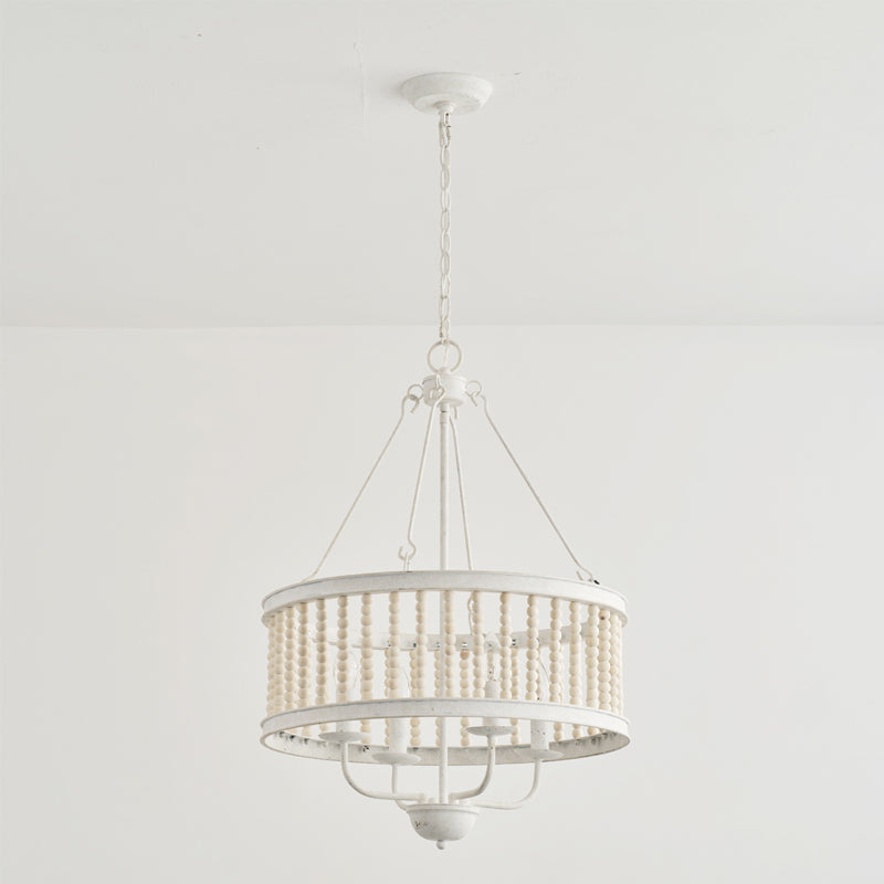 Ivsileth Premium Beaded Wooden Metal Chandelier - Lamp Copper