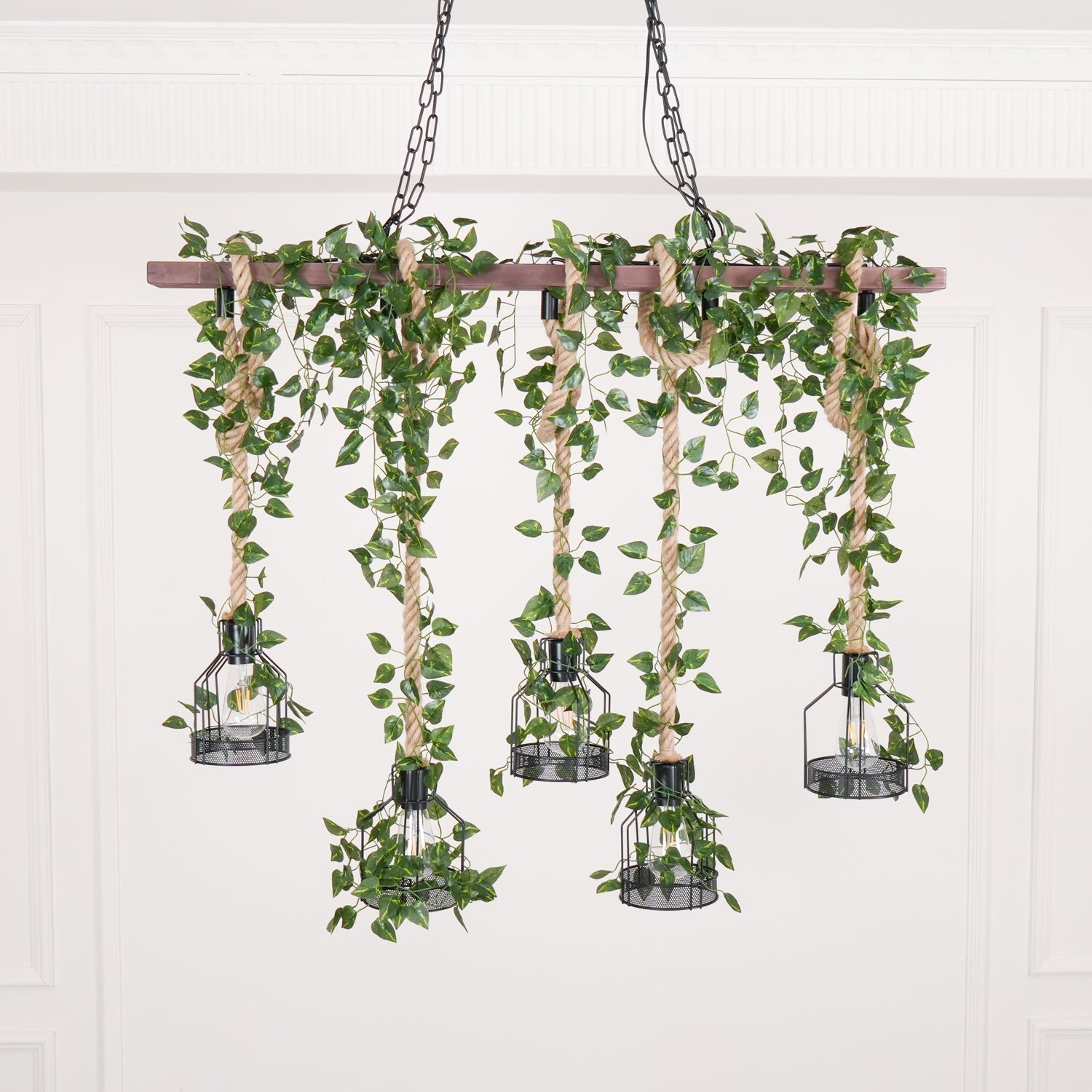 Lustra Chandelier Rustique Poutre Corde Cage Confortable - Neutralighting