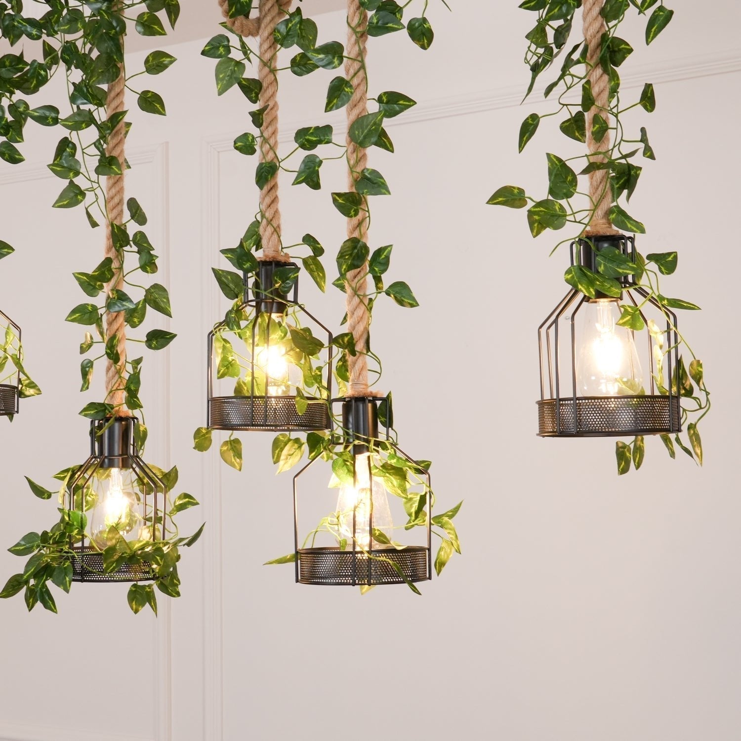 Lustra Chandelier Rustique Poutre Corde Cage Confortable - Neutralighting