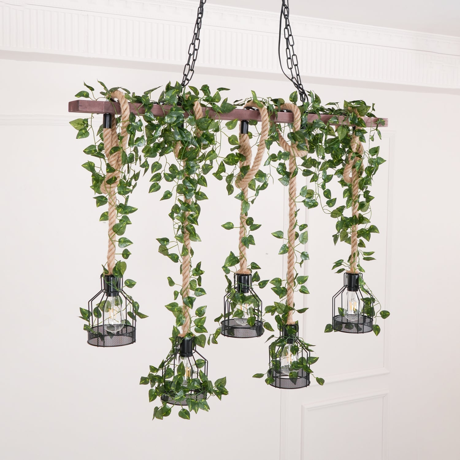 Lustra Chandelier Rustique Poutre Corde Cage Confortable - Neutralighting