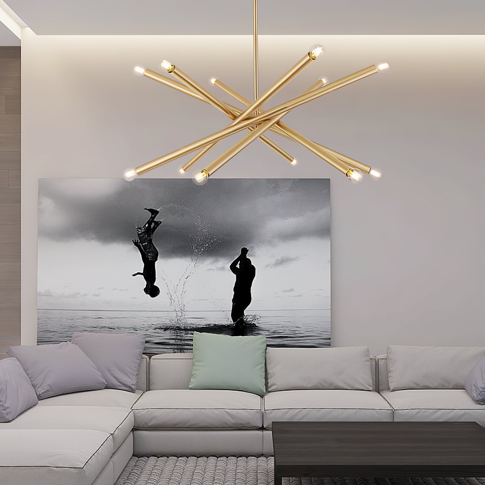 Erliren Modern Minimalist Metal Chandelier - Lamp Copper