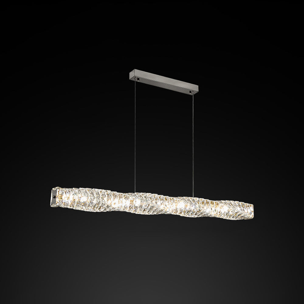 Kristy Suspension Linéaire Simple, Acier/Cristal, Or/Argent, Bar/Cuisine
