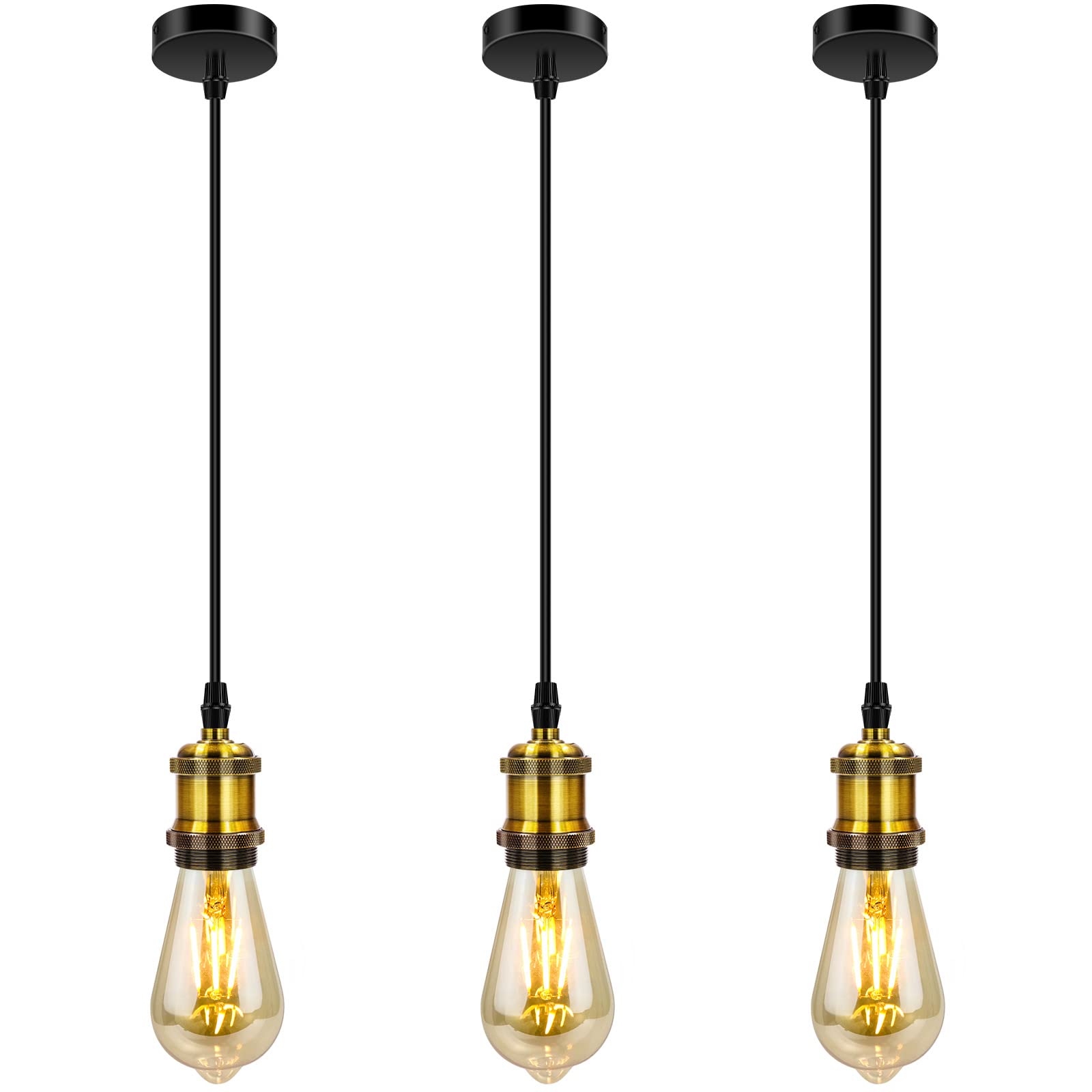 Silva Rétro LED Suspension Noir/Or Métal Verre Chambre À Coucher - Neutralighting
