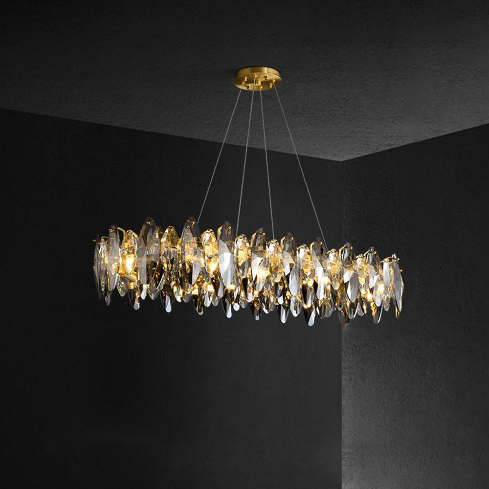 Kristy Suspension Anneau Contemporaine, Métal/Cristal, Noir/Or, Chambre à Coucher/Salle à Manger