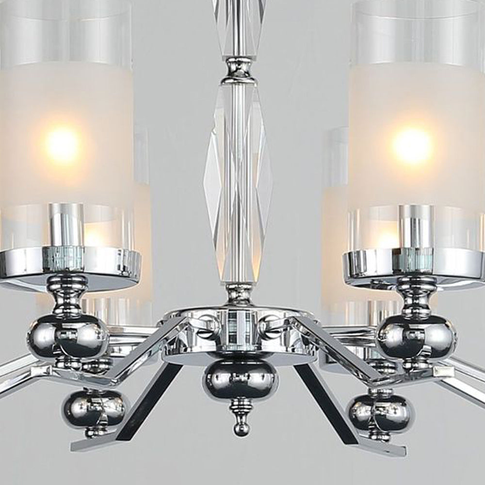 Silva Suspension Cylindre Moderne, Métal/Verre, Chromé, Salon/Salle à Manger - Neutralighting