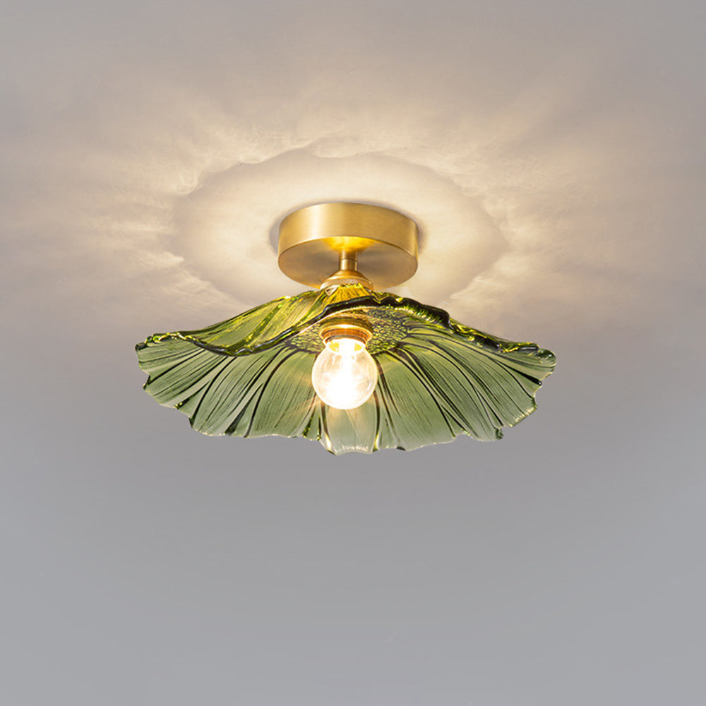 Arisha Suspension Dôme Vintage, Cuivre/Verre, Transparent/Vert, Chambre à Coucher/Salon - Neutralighting