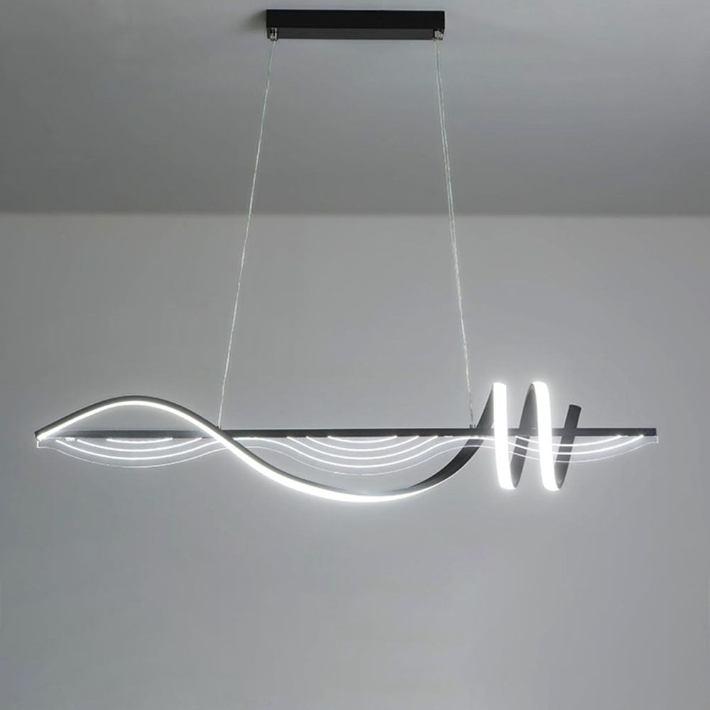 Arisha Style Géométrique Contemporain Linéaire Métal Suspension Blanc/Noir - Neutralighting