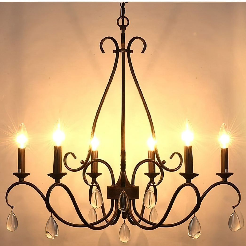 Uzorus Vintage Industrial Metal Crystal Chandelier - Lamp Copper