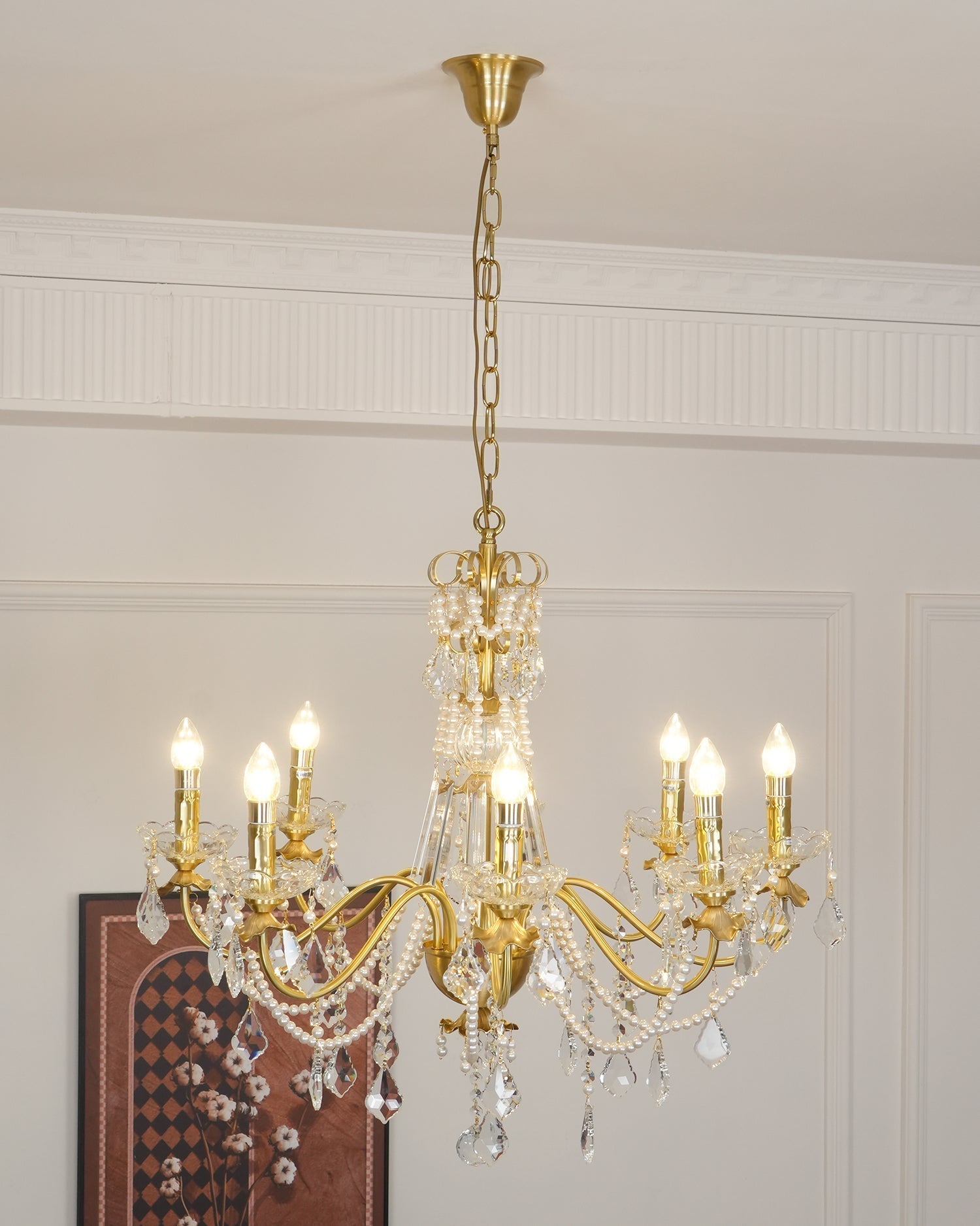 Lustre Chandelier en Cristal Perles Suspendues - Neutralighting