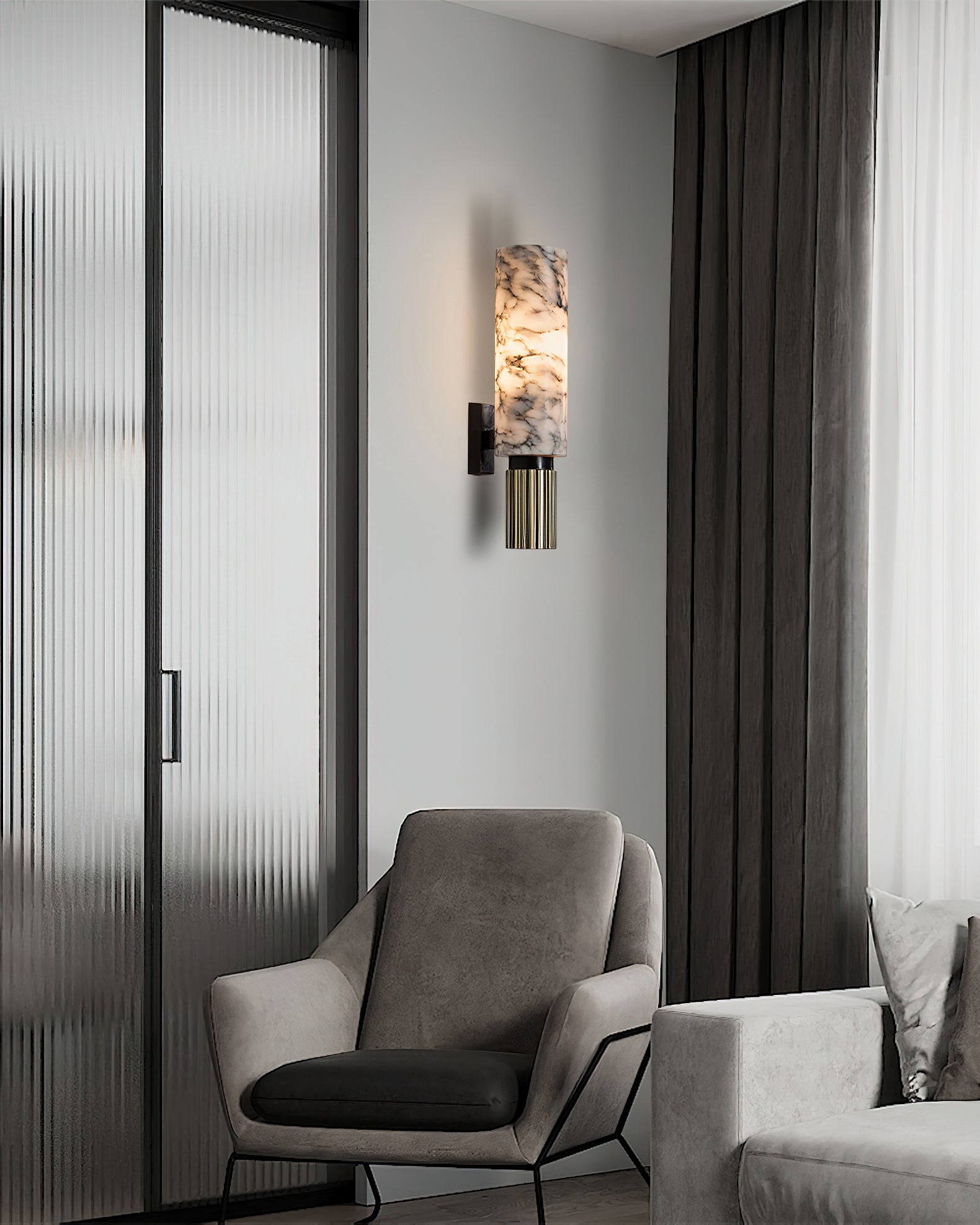 Olnoreth Modern Minimalist Metal Alabaster Wall Lamp - Lamp Copper