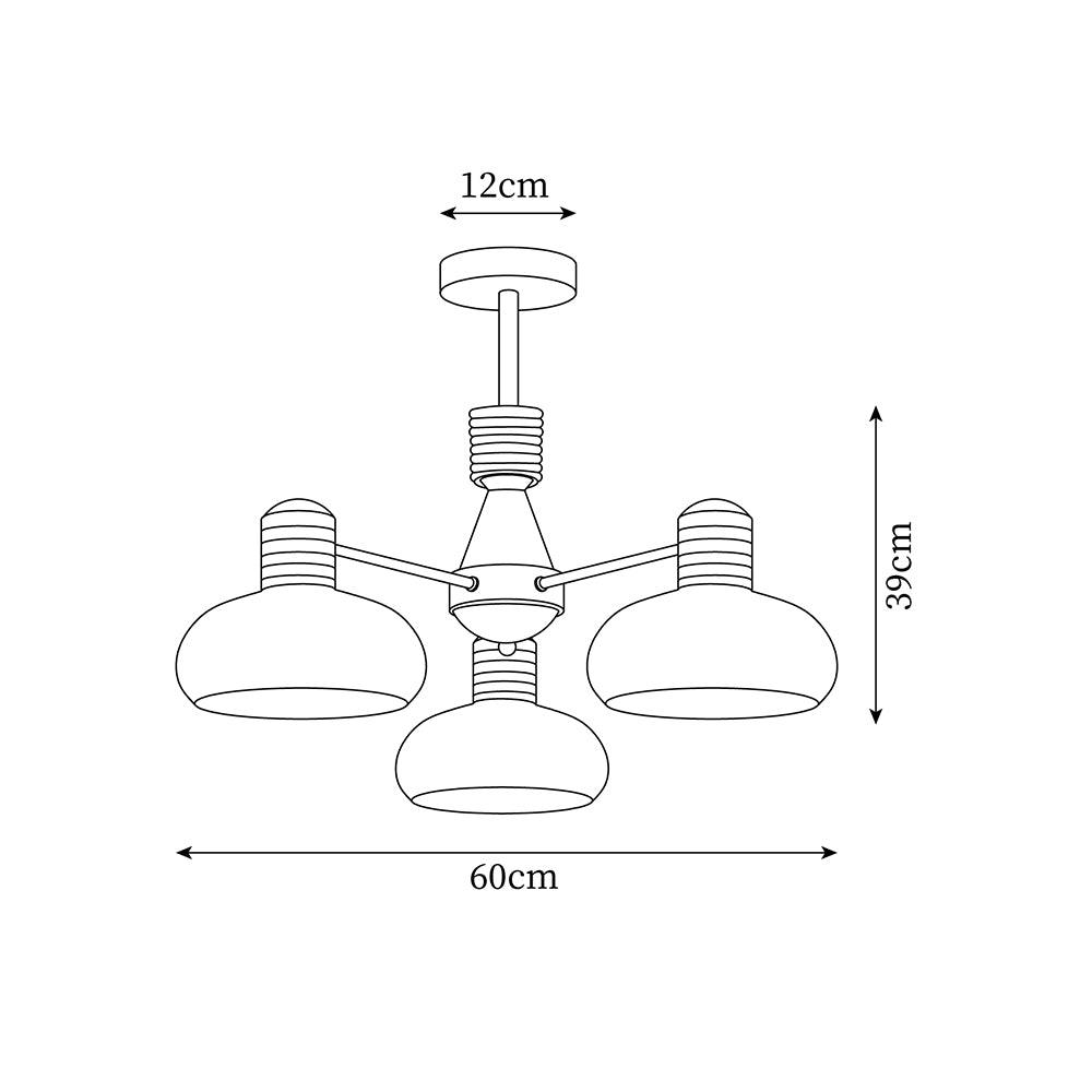 Zephyren Lustre Persimmon avec abat-jours en verre beige et structure chromée - Neutralighting