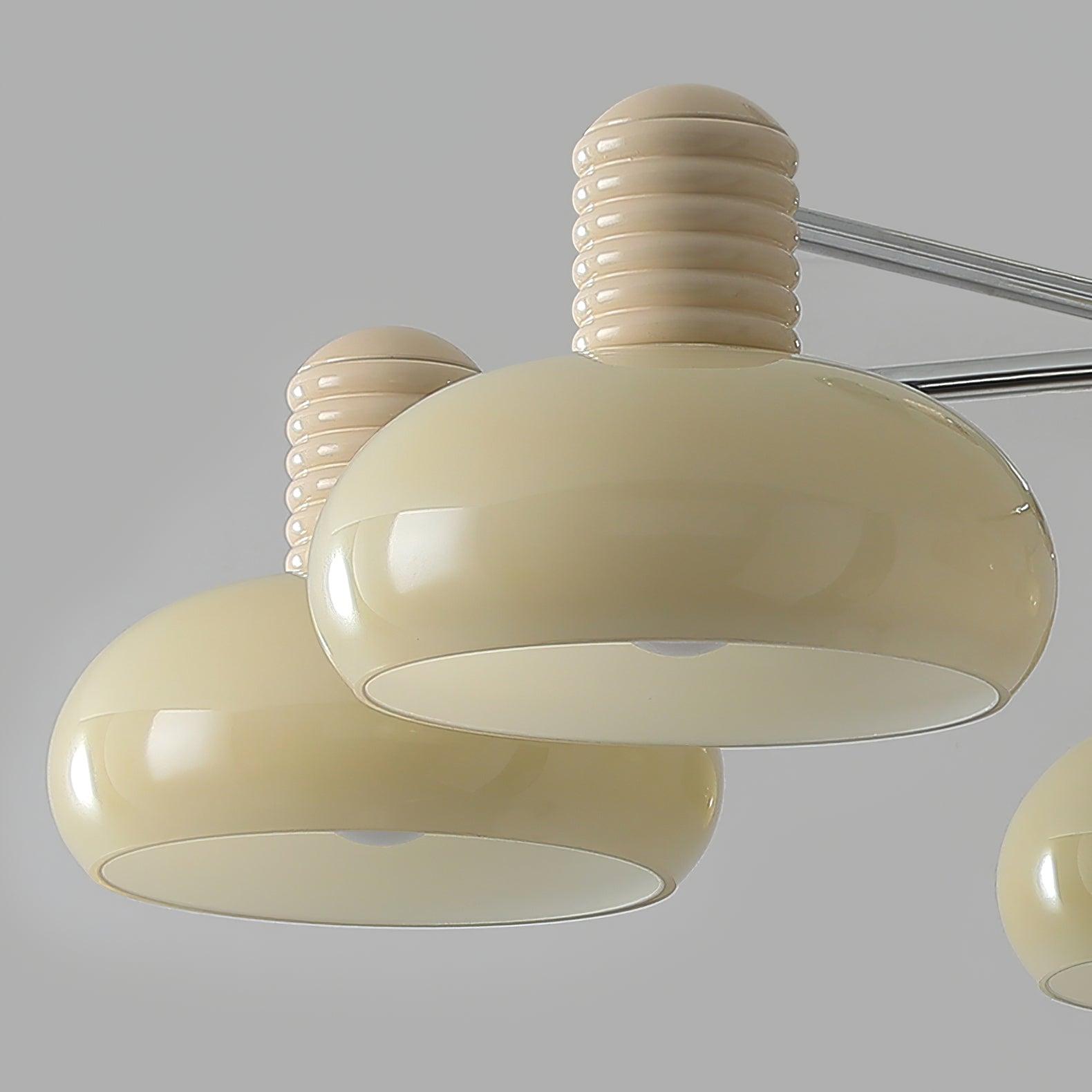 Zephyren Lustre Persimmon avec abat-jours en verre beige et structure chromée - Neutralighting