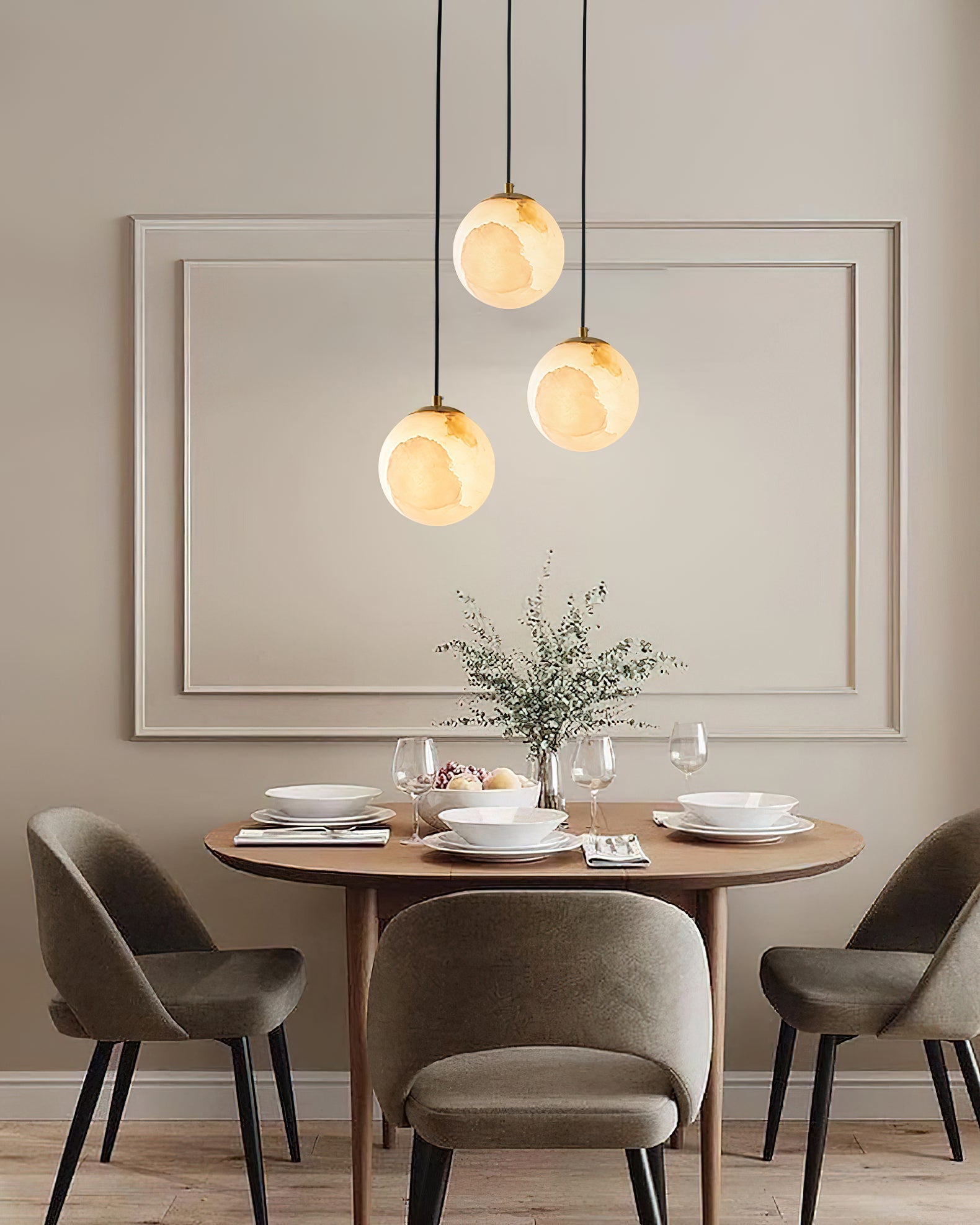 Uphaara Modern Minimalist Alabaster Pendant Light - Lamp Copper