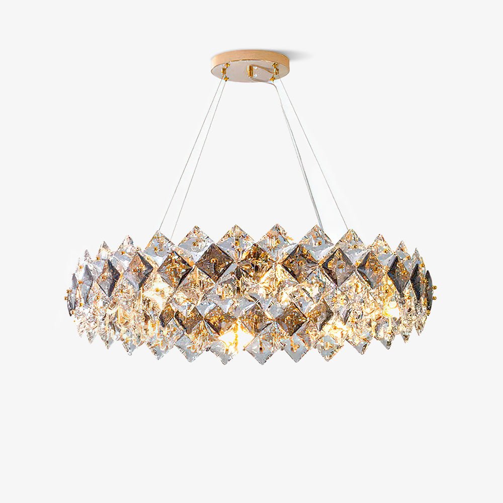 Lustra Chandelier Échelle Cristal Rond avec LED Doré - Neutralighting