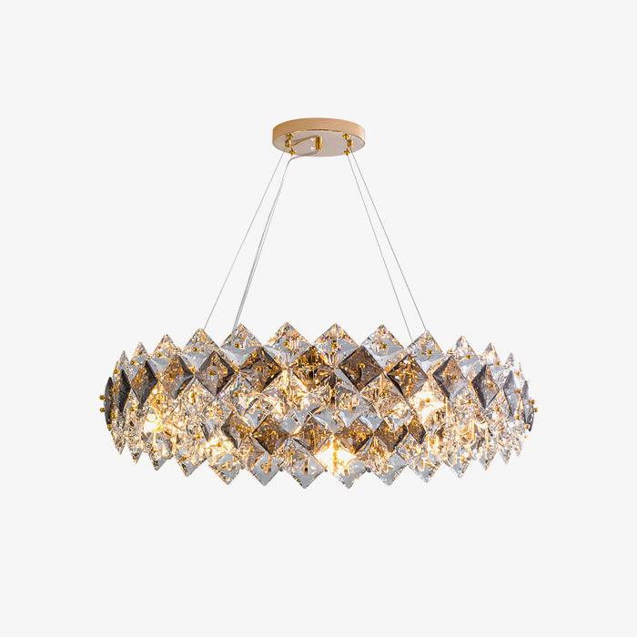 Lustra Chandelier Échelle Cristal Rond avec LED Doré - Neutralighting