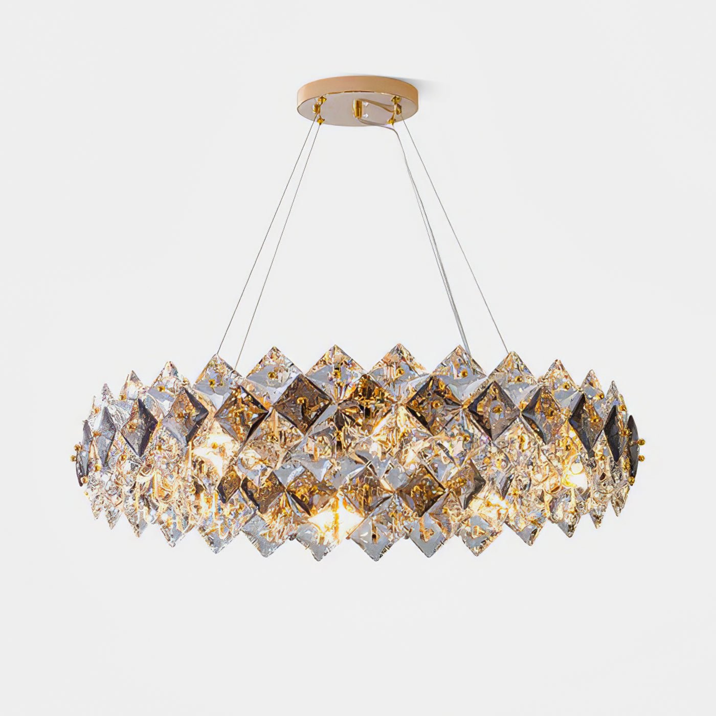 Lustra Chandelier Échelle Cristal Rond avec LED Doré - Neutralighting