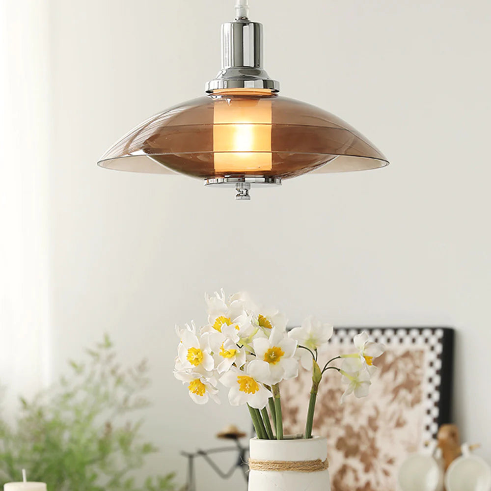 Arisha Suspension Luminaire Moderne Ronde LED Marron Verre Salon - Neutralighting