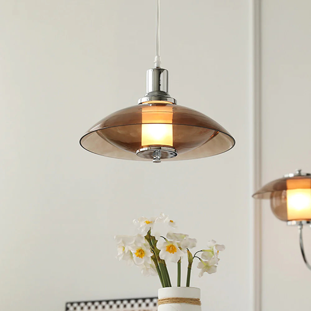 Arisha Suspension Luminaire Moderne Ronde LED Marron Verre Salon - Neutralighting