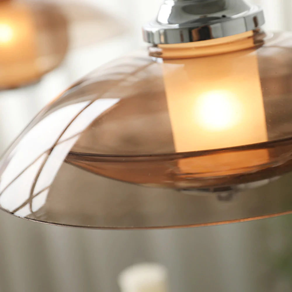 Arisha Suspension Luminaire Moderne Ronde LED Marron Verre Salon - Neutralighting