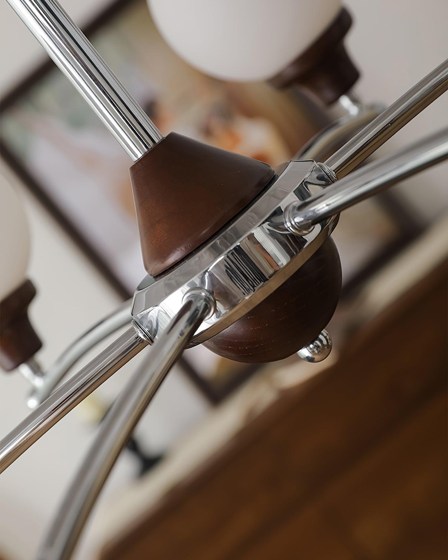 Sciolari Chandelier Walnut Wood Curved Arms - Letslighting