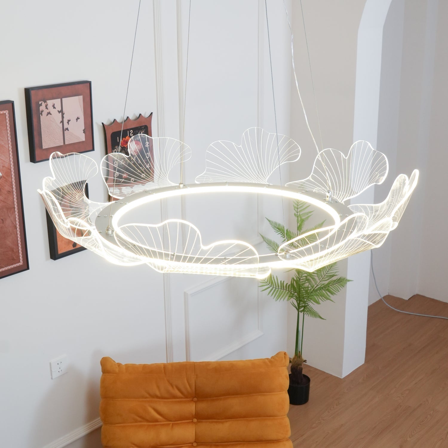 Lustra Suspension en Acrylique Givré Anneau Floral - Neutralighting