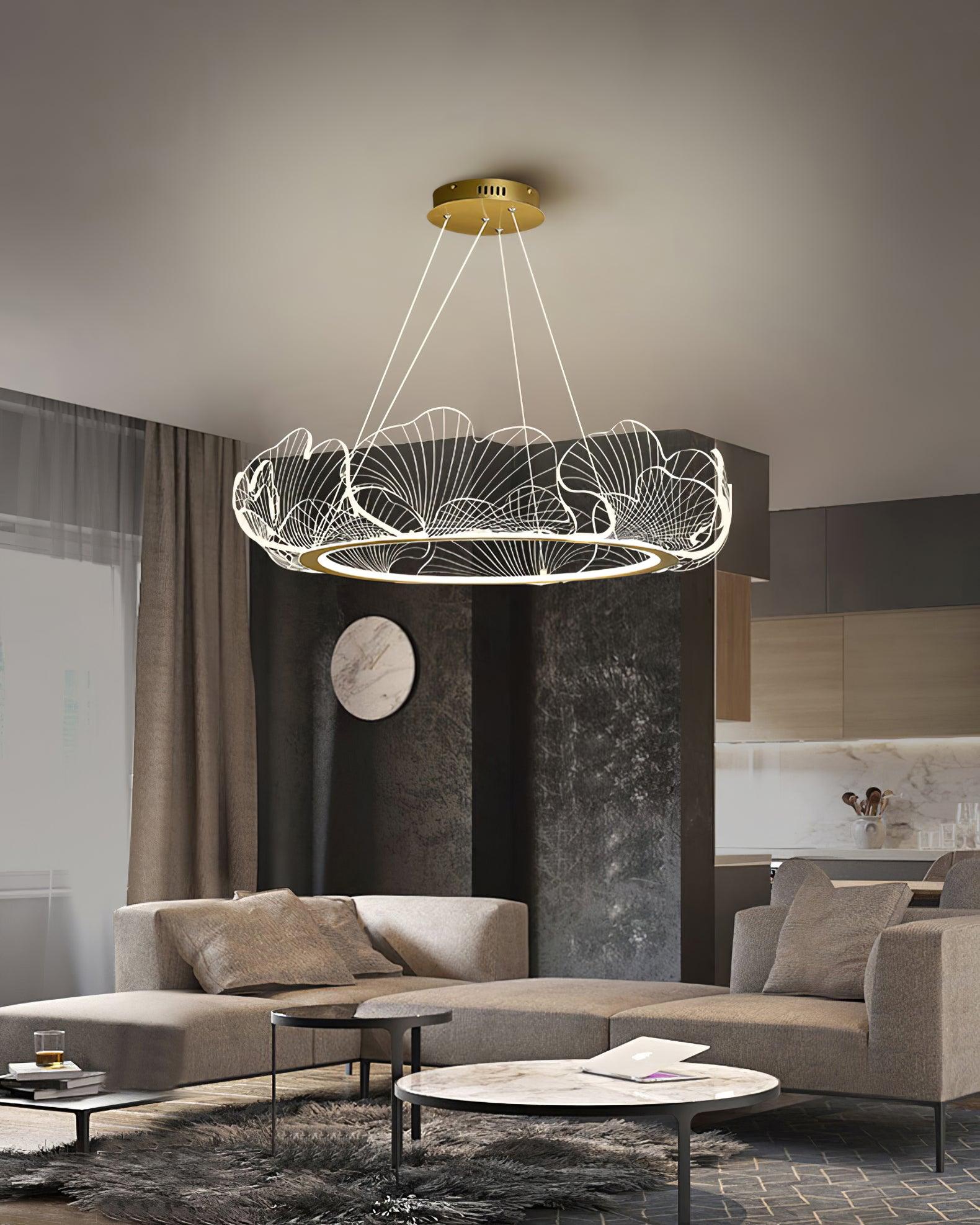 Lustra Suspension en Acrylique Givré Anneau Floral - Neutralighting