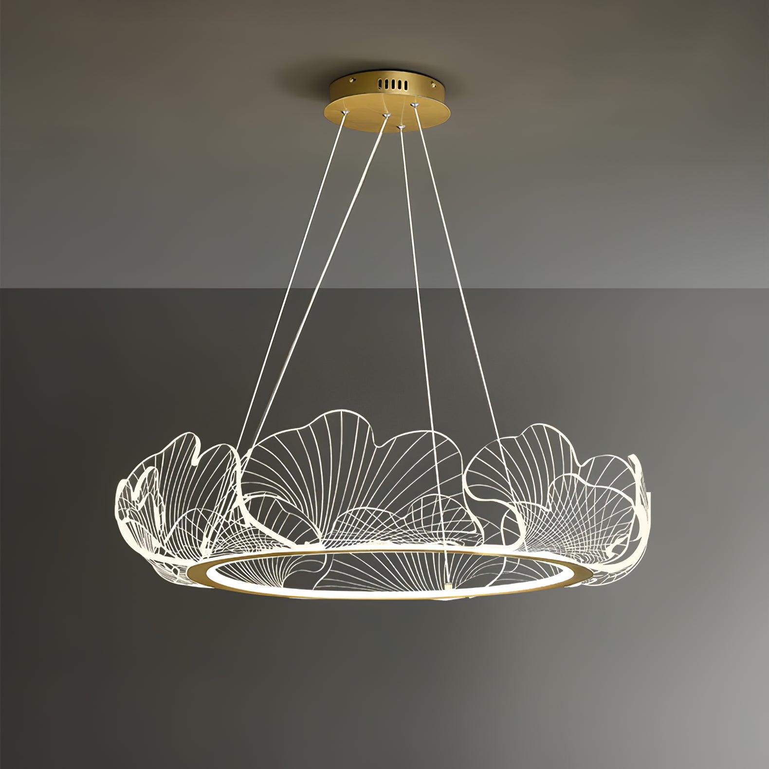 Lustra Suspension en Acrylique Givré Anneau Floral - Neutralighting