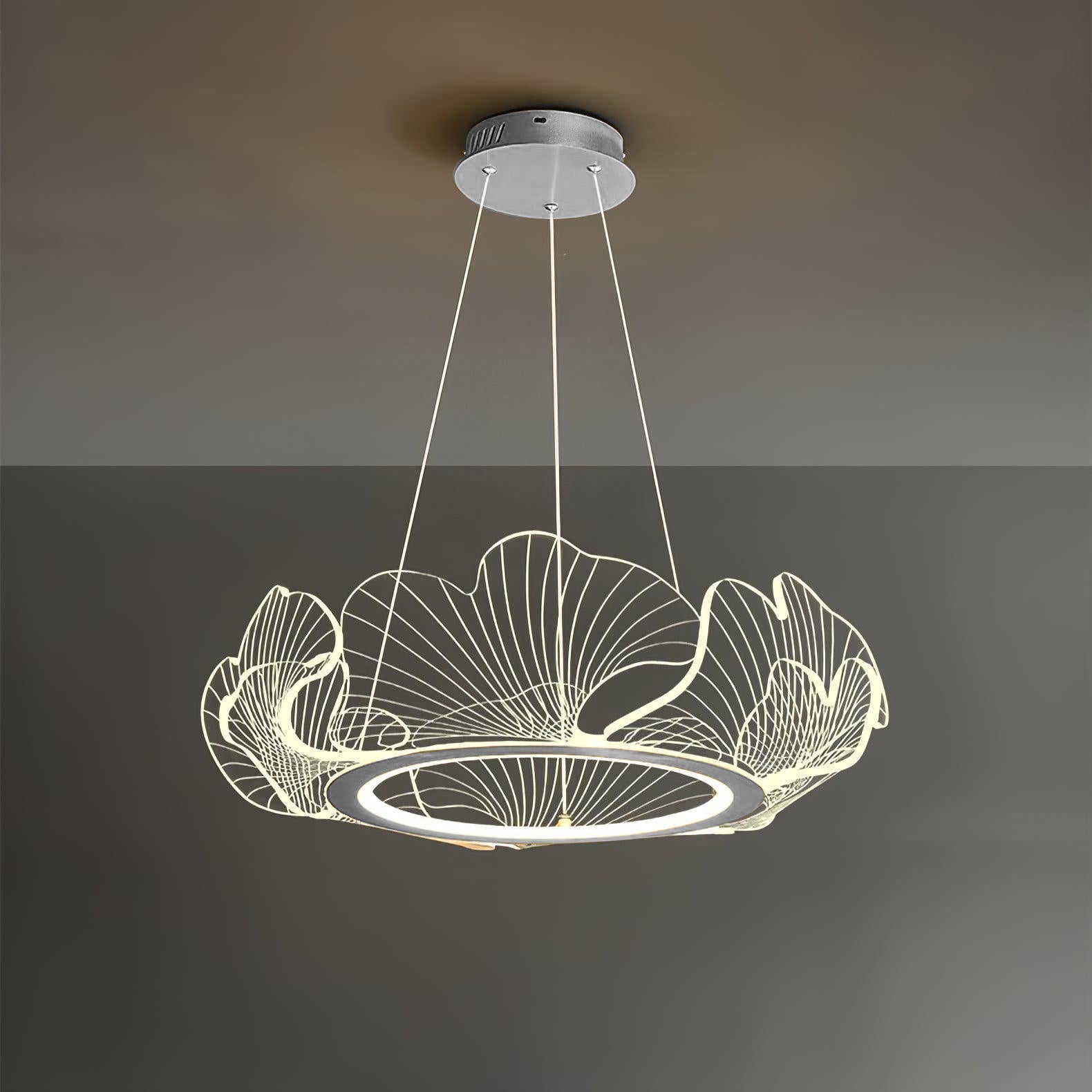 Lustra Suspension en Acrylique Givré Anneau Floral - Neutralighting