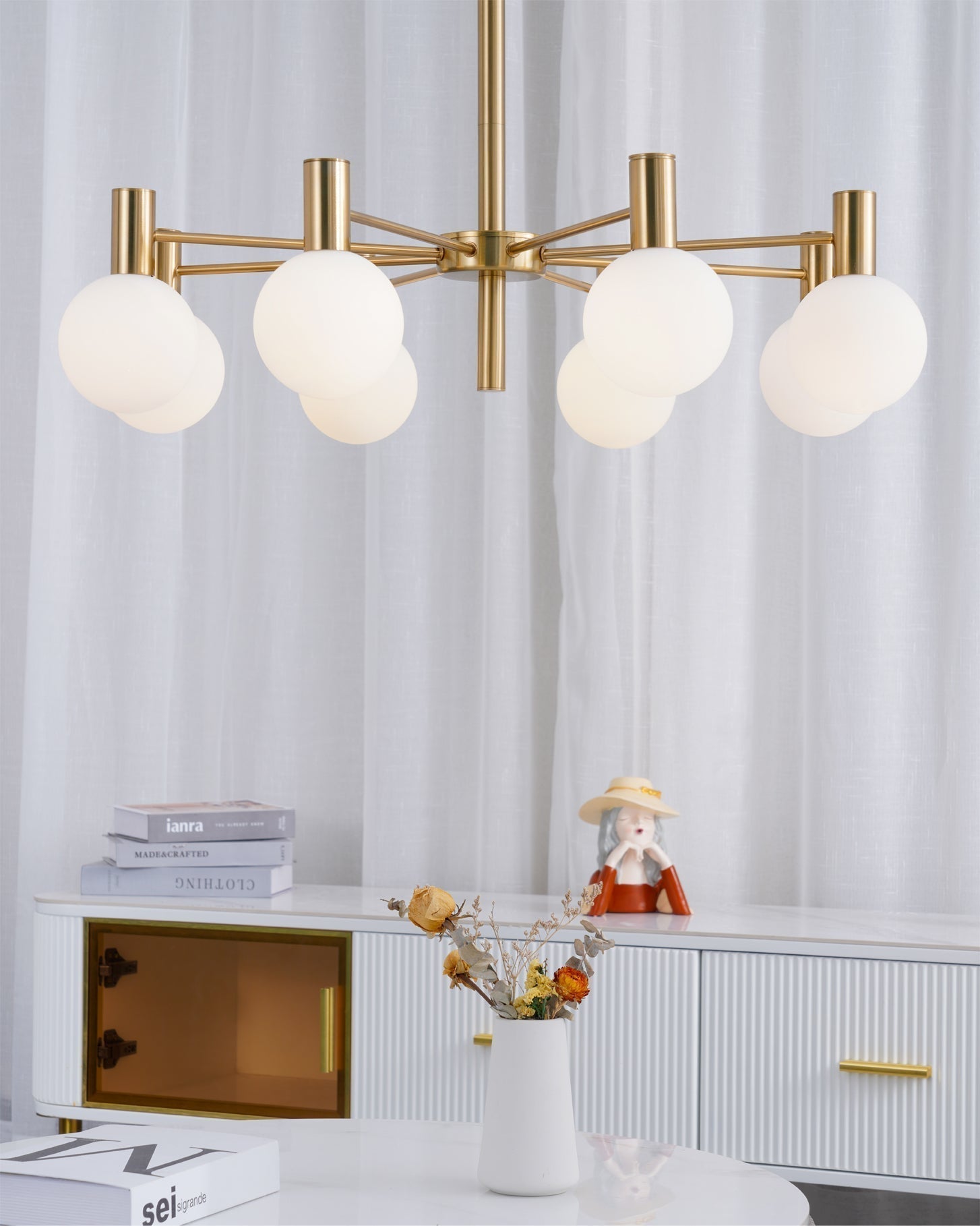 Lustra Chandelier Globe En Verre Cadre Doré Moderne - Neutralighting