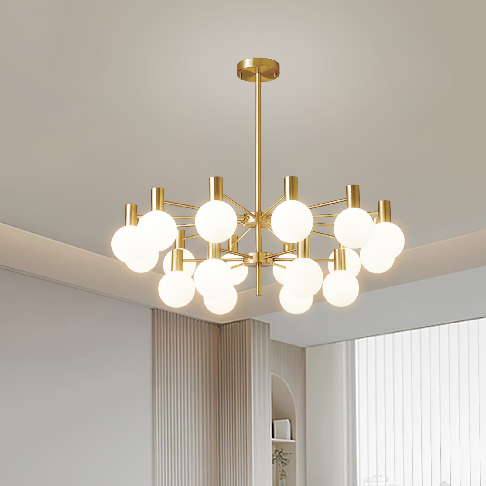 Lustra Chandelier Globe En Verre Cadre Doré Moderne - Neutralighting