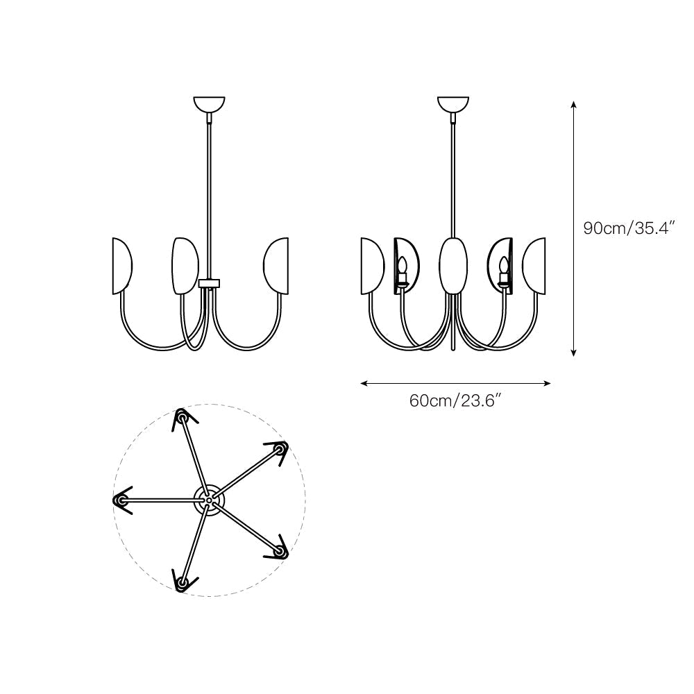 Chandelier en Tissu et Laiton Traditionnel Feuille Unoryra - Neutralighting