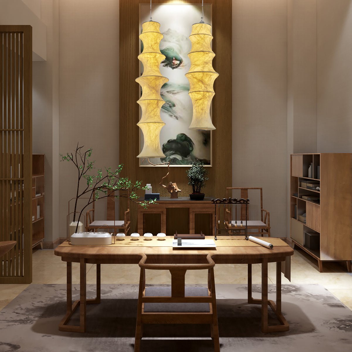 Elraeor Stratifié Mûrier Soie Suspension Lumière - Neutralighting