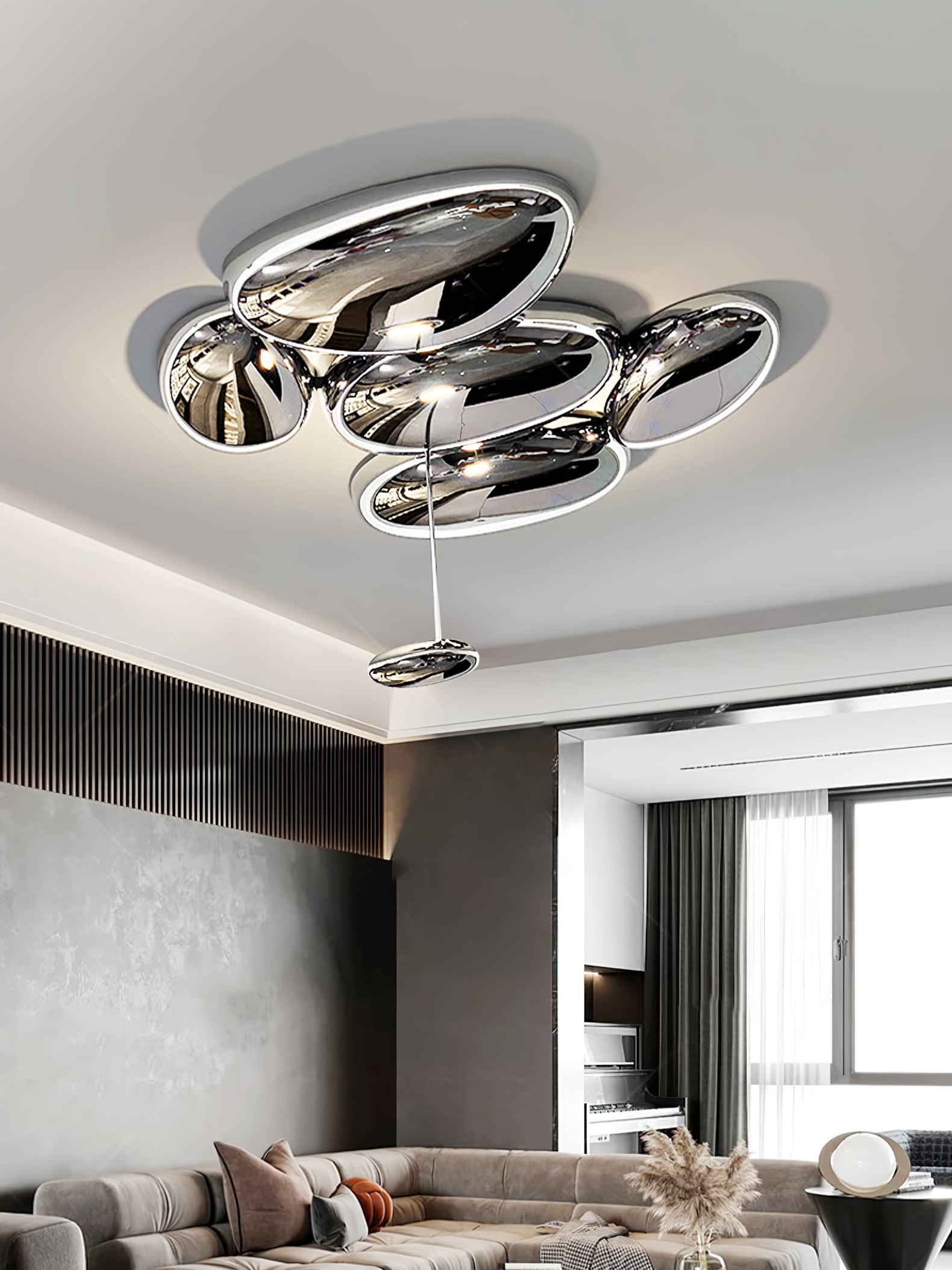 Solara Plafonnier Chrome Pebble Moderne - Neutralighting