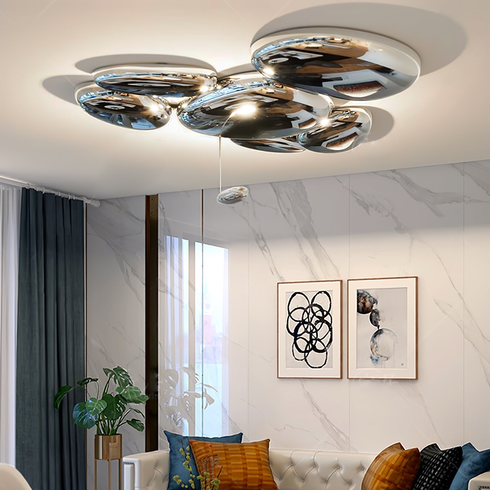 Solara Plafonnier Chrome Pebble Moderne - Neutralighting
