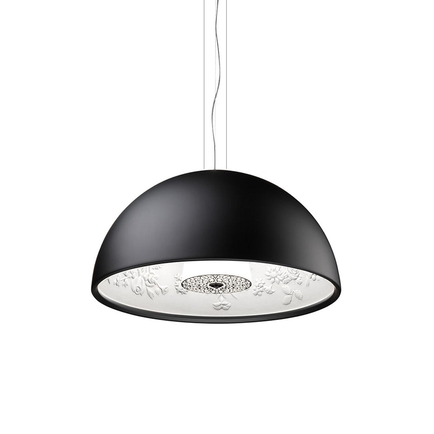 Lampe Pendante Dôme Noir avec Intérieur en Plâtre Embossé Élégant - Neutralighting