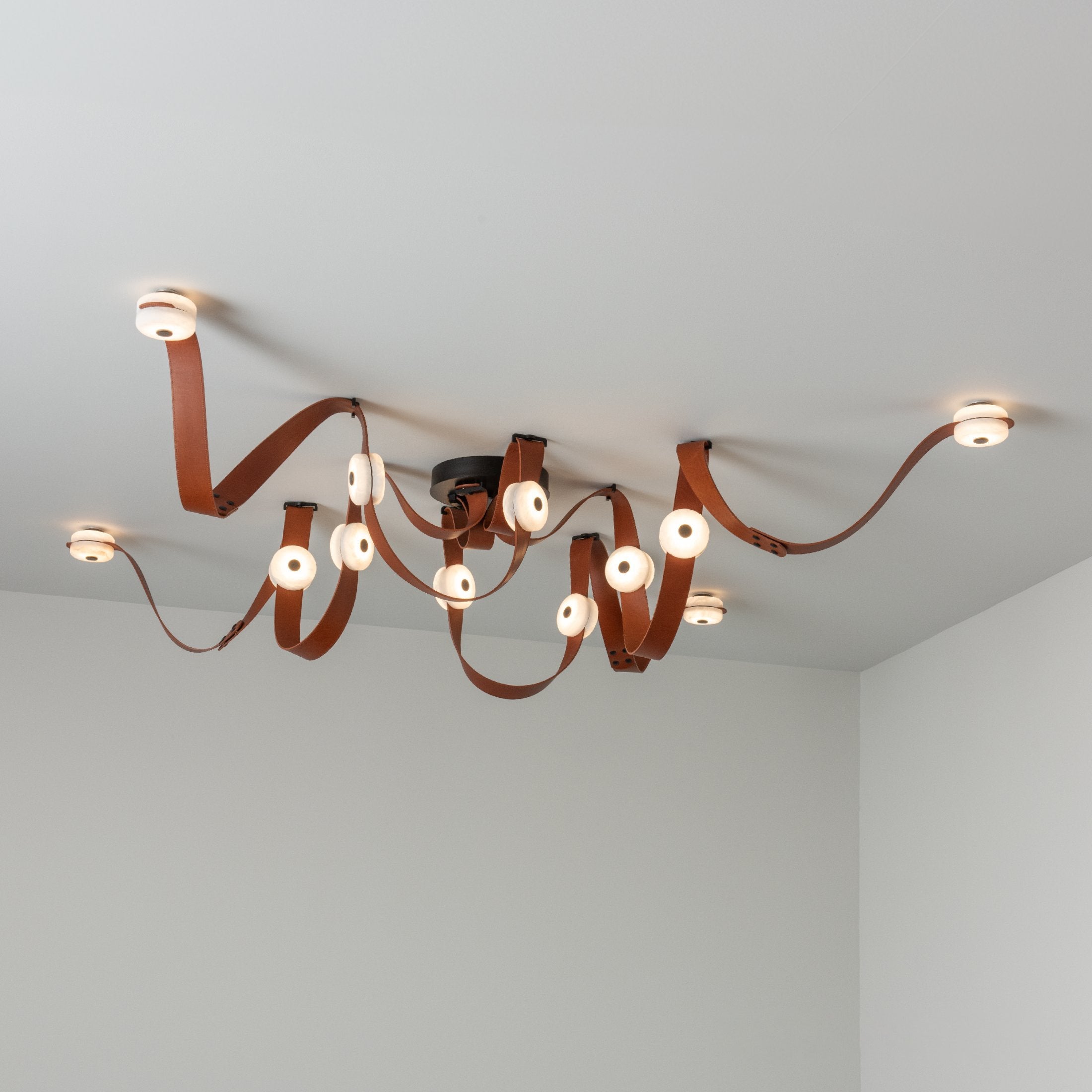 Elraearis Moderne Minimaliste LED Cuir Albâtre Lustre - Neutralighting