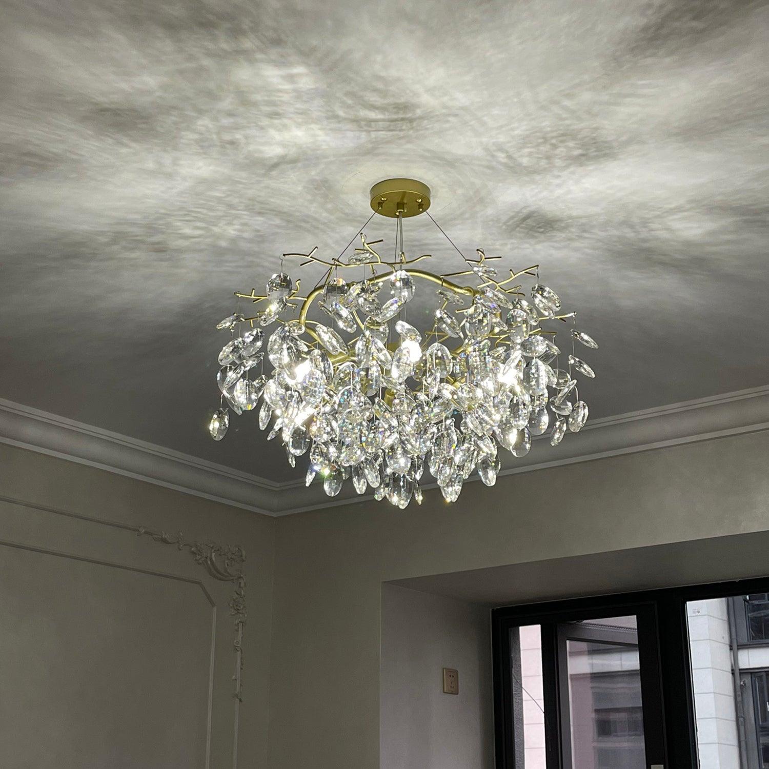 Lustra Chandelier Cristal Branche Or LED - Neutralighting