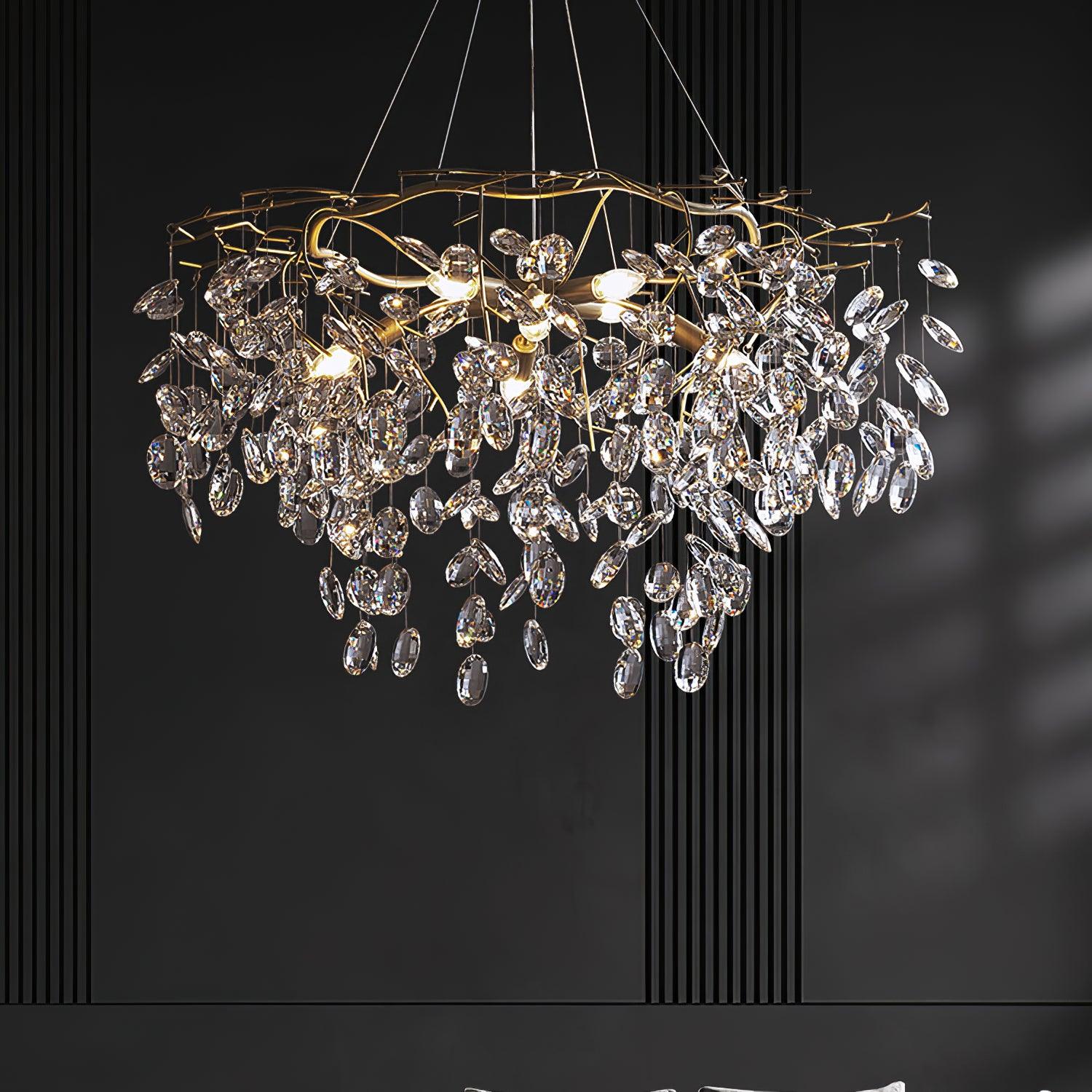 Lustra Chandelier Cristal Branche Or LED - Neutralighting