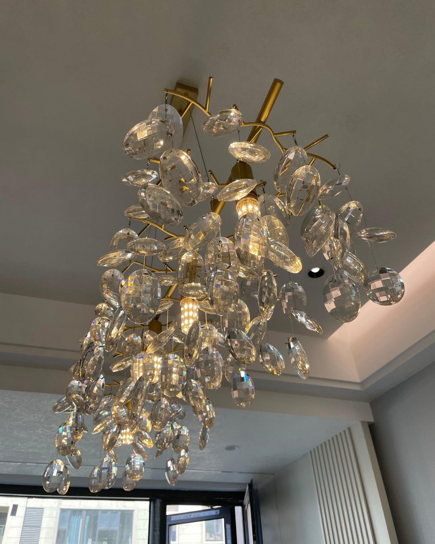 Lustra Chandelier Cristal Branche Or LED - Neutralighting