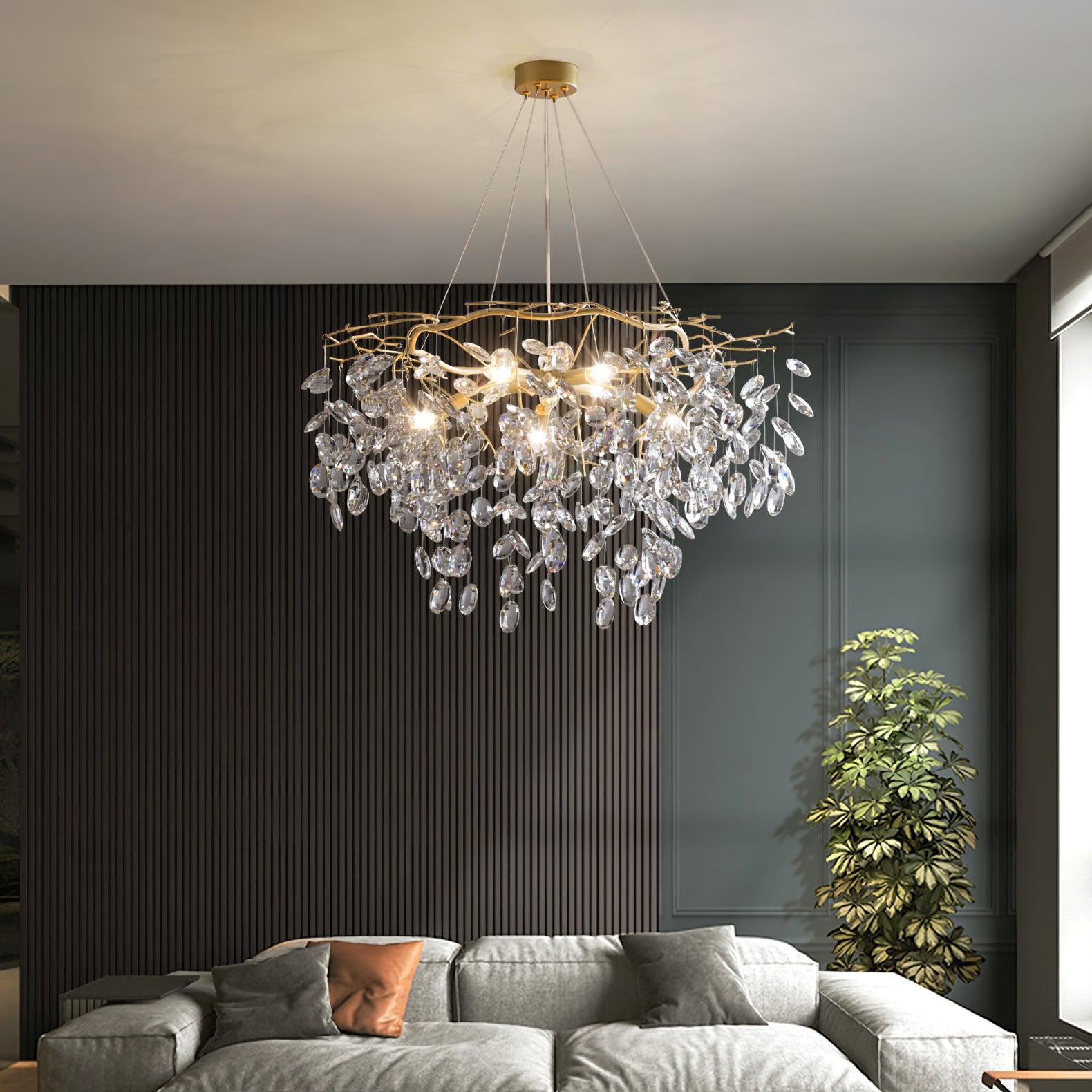 Lustra Chandelier Cristal Branche Or LED - Neutralighting
